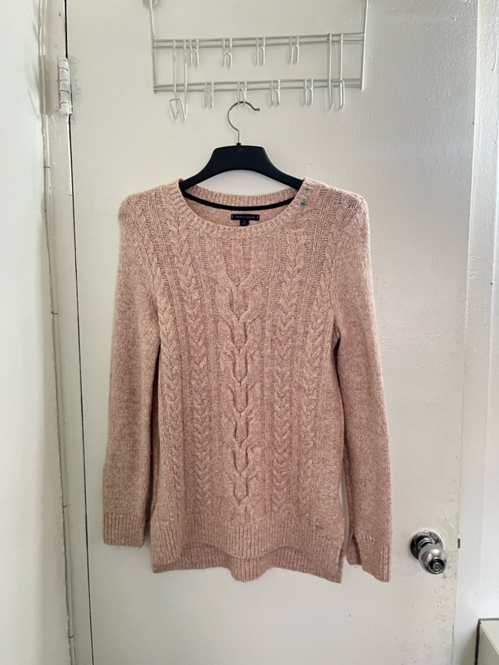 Tommy Hilfiger Wool-Blend Cable Crewneck Sweater - Blush Pink